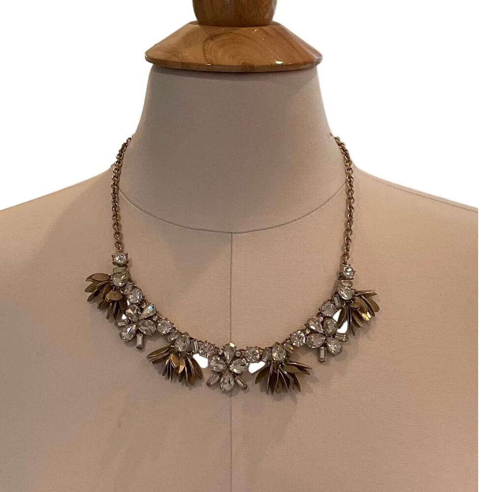 J.Crew Gold Tone Crystal Bouquet Necklace, Statement Necklace, Feminine